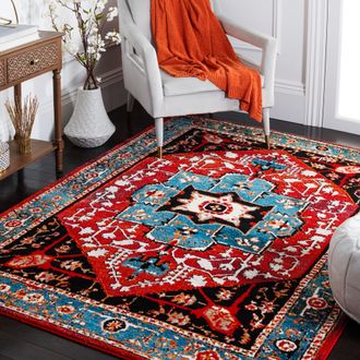 Safavieh Vintage Hamadan Machine Made Area Rug, Blue / Red Traditional Style Easy Care