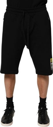 Dolce & Gabbana Black Cotton Mid Waist Casual Bermuda Mens Short (Pre-Owned)