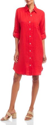 Karen Kane Long Sleeve Linen Shirtdress in Cherry at Nordstrom, Size X-Small