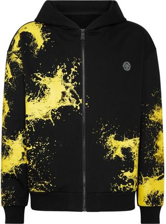 Plein Sport Hoodie Sweatjacket Splash - Heren - Sportshirts - Zwart - S - Katoen - Fitness