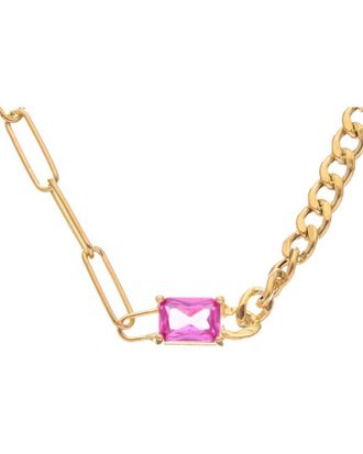 Meshmerise 18K Over Silver 1.50 Ct. Tw. Gemstone Birthstone Paperclip & Curb Chain Necklace