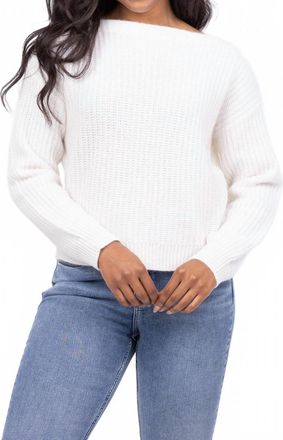 White + Warren Cashmere Ribbed Boatneck Top In Soft White