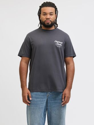 Jack & Jones Plus Size Kurzarmshirt JORNORREBRO TYPO TEE SS CREW NECK PLS, Herren, Gr. 4XL, asphalt, Jersey, Obermaterial: 100% Baumwolle, JACK & JONES PLUSSIZE, bedruckt, r