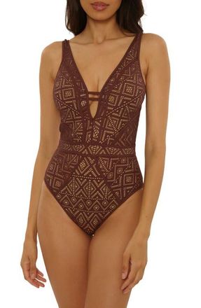BECCA by Rebecca Virtue Keyhole One-Piece Swimsuit in Mocha/Tan at Nordstrom, Size X-Small