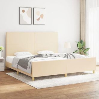 vidaXL Cama Sin Colch&oacute;n Tela Color Crema 200x200 Cm Vidaxl