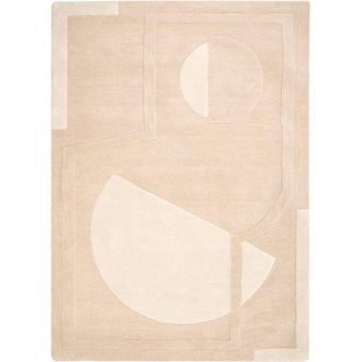 Beliani Area Rug Beige Wool Rectangular Shape Geometric Pattern 160 x 230 cm MOdern Style Living Room GAYA