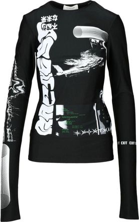 Sportmax Tops, Dames, Zwart, S, Lycra Longsleeve T-shirt