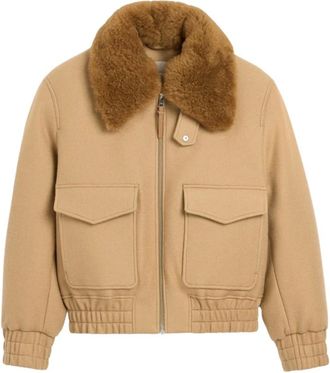 Ami Klassieke Shearling Bomberjack - Dames - Jassen - Beige - Maat: S Wol