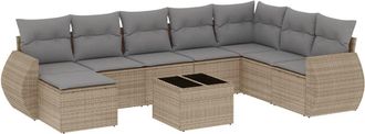 vidaXL Set De Sof&aacute;s De Jard&iacute;n 9 Pzas Con Cojines Rat&aacute;n Sint&eacute;tico Beige Vidaxl
