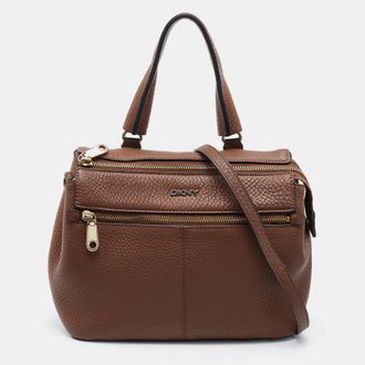 DKNY Dkny Brown Leather Top Zip Satchel