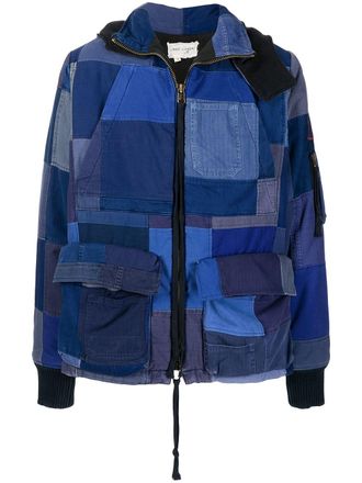 Greg Lauren Cappotto patchwork - Blu