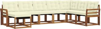 vidaXL Conjunto De Sof&aacute;s De Exterior 8 Uds. Natural Y Crema Vidaxl