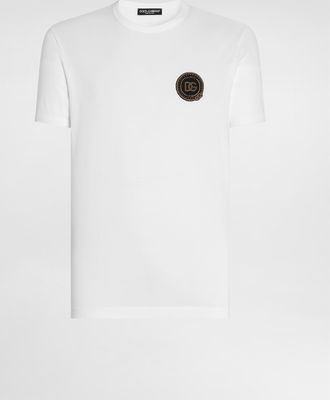 Dolce & Gabbana Cotton T-shirt With Patch - Man T-shirts And Polos White 44
