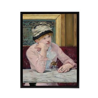 Artery8 Plum Brandy Woman Portrait Manet Vintage Black Framed Canvas Wall Art in Pink | Size: W24 x H32