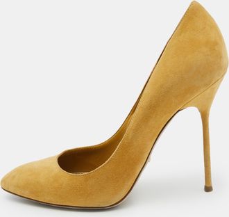 Sergio Rossi Mustard Yellow Suede Pumps