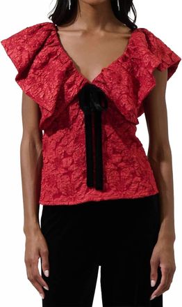 Sugarlips Maryn Jacquard Luci Babydoll Top In Burgundy