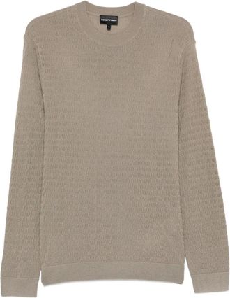 Emporio Armani textured crew-neck sweater - Marrone
