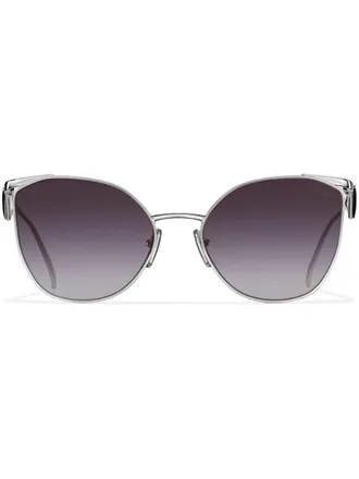 Prada triangle-logo cat-eye sunglasses - women - Metal - One Size - Silver