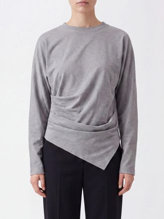 Ganni T-shirt asimmetrica a maniche lunghe in cotone organico
