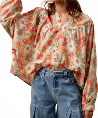 Bibi Flower Printed Dolman Sleeve Top In Multi