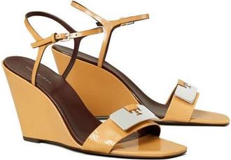 Tory Burch Gigi Ankle Strap Wedge Sandal in Cantucci /Silver at Nordstrom, Size 10.5