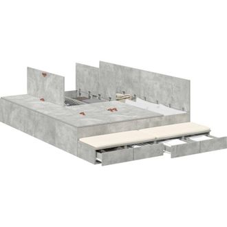 vidaXL Cama Con Almacenamiento Gris Concreto 236.5 X 150 X 31.5 Cm Vidaxl