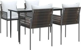 vidaXL Juego Comedor Jard&iacute;n 5 Piezas Y Cojines Rat&aacute;n Sint&eacute;tico Y Acero Vidaxl