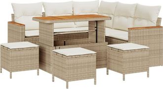 vidaXL Vidaxl - Garden Sofa Set with Cushion 9 pcs Beige Poly rattan