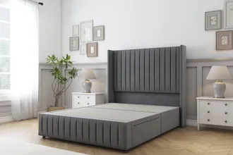 Sloomy Marlborough Coniston Divan Base 2 Drawers 54 Headboard 12Footboard in Dark Grey | Size: Small Double