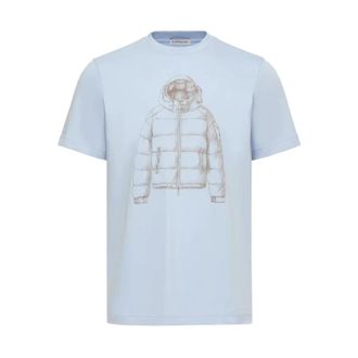 Moncler Printed Cotton T Shirt - male - Moncler - T-Shirts - Blue - 2XL - Tops