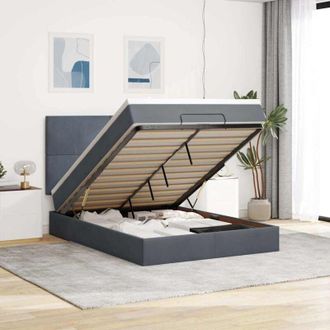 vidaXL Vidaxl - Estructura Cama Otomana Colchones Terciopelo Gris Oscuro