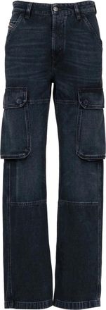 Diesel Zwarte Denim Cargo Broek - Dames - Regular Fit Jeans - Zwart - W26 L32 - Denim - Jeans