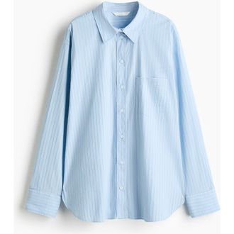 H&M Oversized Shirt in Light Blue/striped at Nordstrom, Size Xx-Large