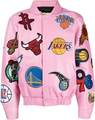 Jeff Hamilton NBA Collage bomber jacket - men - Leather - XXXL - Pink