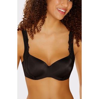 Lascana Lace Detail Seamless T-Shirt Bra in Black at Nordstrom, Size 36B