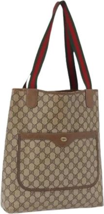 Gucci Pre-owned GG Canvas Tote Bag - Dames - Vintage Shopper - Bruin - ONE Size - Leer - Vintage