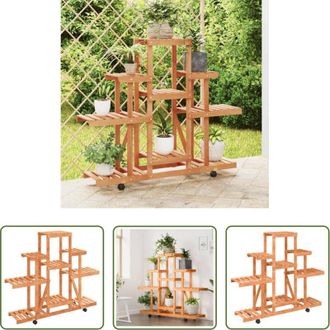 vidaXL vidaXL Porta piante con ruote - Portafiori con Ruote 110x25x101 cm in Legno Massello di Abete