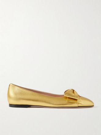 Valentino Garavani Ballerine In Pelle Metallizzata Bowow - Oro