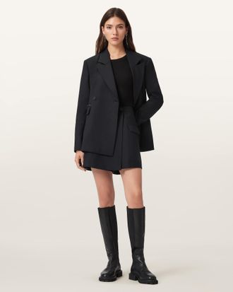 AllSaints Wool/Polyester Mimmie Asymmetric Skort, Size: UK 16/US 12