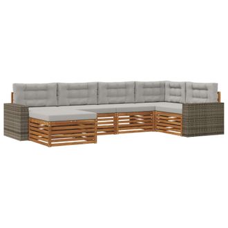 vidaXL Conjunto De Sof&aacute;s De Exterior 6 Pcs Natural Y Gris Claro Vidaxl