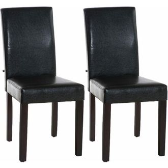 Clp Set de 2 sillas de comedor Ina en cuero sintético Marrón Marrón oscuro