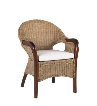 Moycor Sill&oacute;n de rat&aacute;n y madera marr&oacute;n con coj&iacute;n