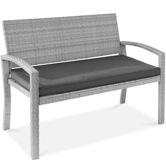 Best Choice Products 2-Person Outdoor Wicker Bench Garden Patio Porch Furniture w/ 700lb Capacity, Cushion