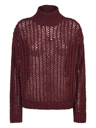 Max Mara open-knit high-neck sweater - Red