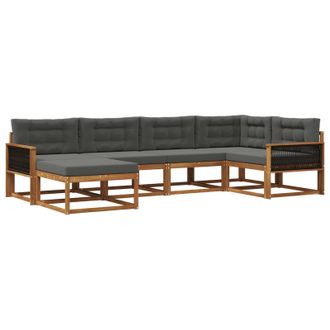 vidaXL Conjunto De Sof&aacute;s De Exterior 6 Pcs Natural Y Antracita Vidaxl