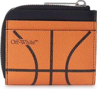 Off-white Basketball logo-print leather wallet - men - Viscose/Calf Leather - One Size - Orange