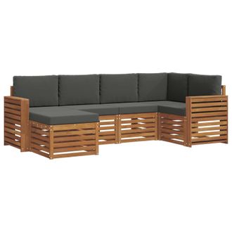 vidaXL Conjunto De Sof&aacute; Seccional Con Coj&iacute;n 6 Pcs Natural Y Antracita Vidaxl
