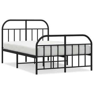 Berkfield Home Metal Bed Frame with Headboard & Footboard Black 180x200 cm Sup | Size: Small Double