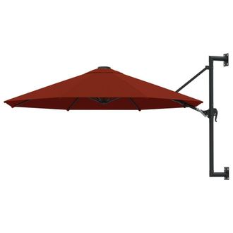 Berkfield Home Wall-Mounted Parasol with Metal Pole 300 cm Terracotta in Brown