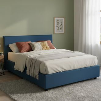 Dmora Talamo Italia - Cama Matrimonial Azue, Cama Contenedor Con Revestimiento De Tela, 100% Made In Italy, Apertura Frontal, Adecuado Para Colch&oacute;n Cm 140x1